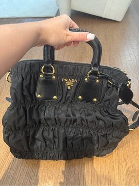 Amazing Condition -  Prada Black Nylon Gaufre Tote Bag